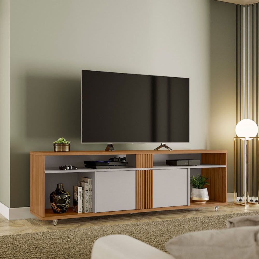 Rack Bancada para TV até 70 Polegadas 1,80m NT 1320 Preto / Freijó