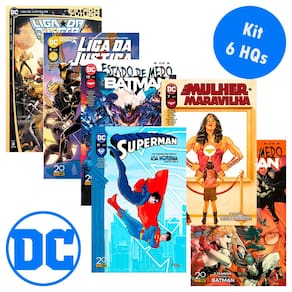 Kit com 6 HQs DC Comics com Superman, Batman, Mulher Maravilha e Liga da Justiça
