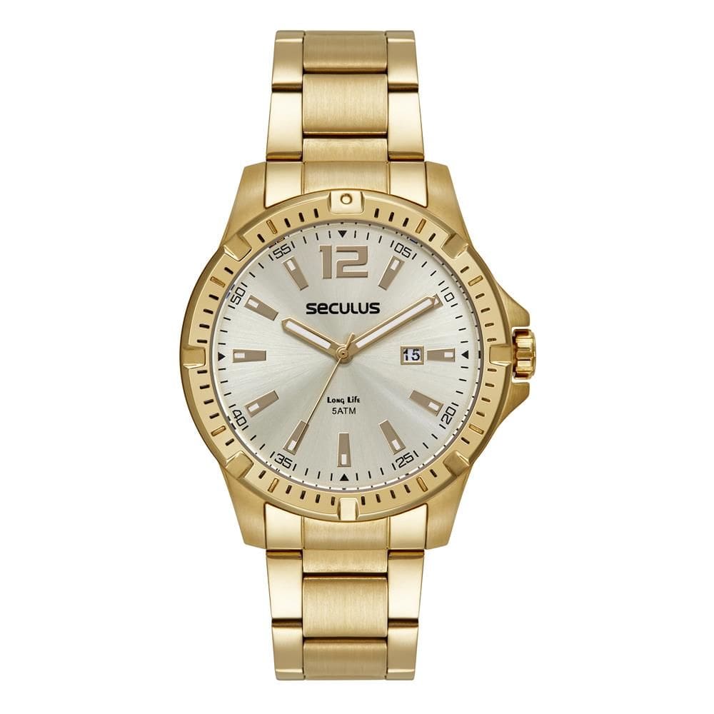 Relógio Seculus Masculino Ref: 44208gpsvda2 Esportivo Dourado