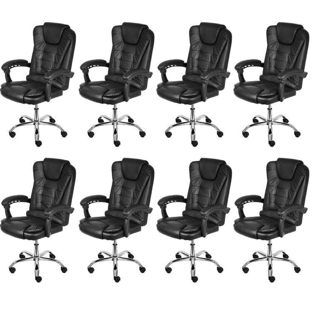 Kit 8 Cadeiras para Escritório Presidente Estofada Jacarta Preto