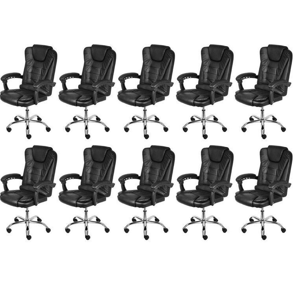 Kit 10 Cadeiras para Escritório Presidente Estofada Jacarta Preto