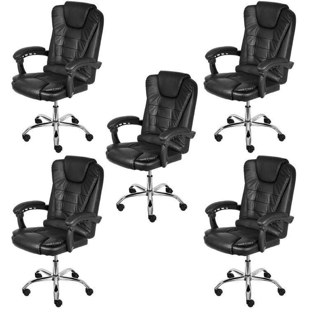Kit 5 Cadeiras para Escritório Presidente Estofada Jacarta Preto
