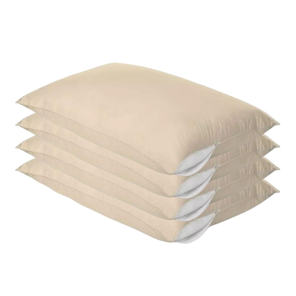 Kit 4 Capa Protetor Fronha De Travesseiro Com Zíper Bege Antiácaro Antimofo 50x70