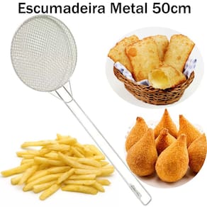 Escumadeira Peneira para Fritura - 50 cm - Modelo Industrial - Batata Pastel Salgados Coxinhas - Grande - Metal - PANAMI