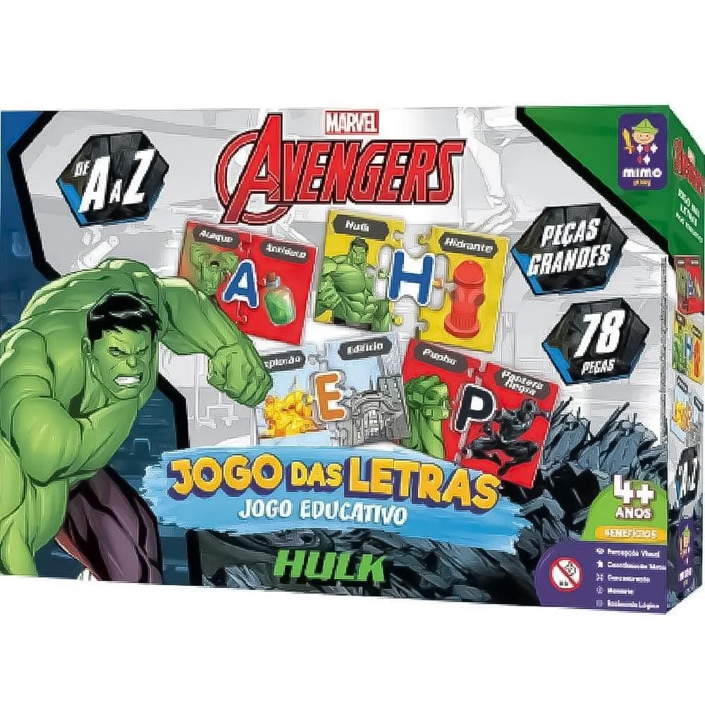 Jogo das Letras Educativo Mimo Play Marvel Hulk 1996 4+