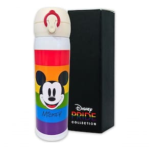 Garrafa Squeeze Térmica água Café Disney Mickey Arco-íris