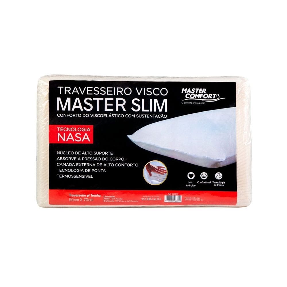 Travesseiro Slim Nasa Master Comfort 38X58X9cm Viscoelástico