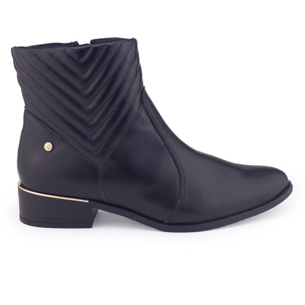 Bota Feminina Ramarim 24-53102 Couro Cano Curto Salto Bloco