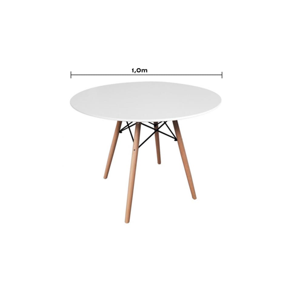 Mesa Redonda Eames Eiffel Wood 100cm - Branca