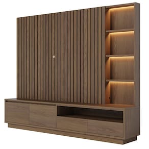 Estante Painel para TV 82 Pol 240cm com LED Hawai C05 Amêndoa - Mpozenato