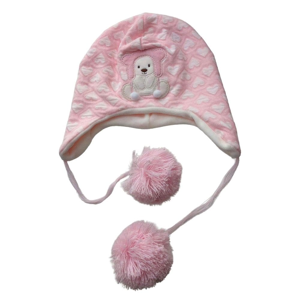 Touca Gorro infantil fem Everly Rosa e branco