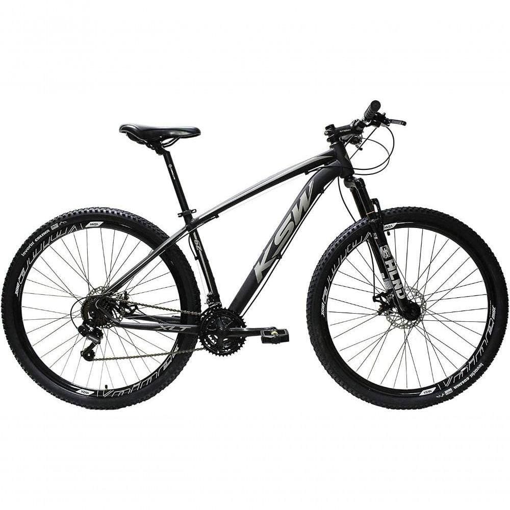 Bicicleta Alumínio Aro 29 Ksw Dianteiro Shimano Tz 24 Marcha - Preto-prata - 21"