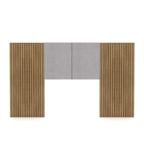 Cabeceira Painel Solteiro Ripado Nature e Linho Cinza Sevilha 203 cm - Pallazio