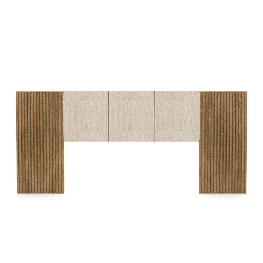Cabeceira Painel Casal Ripado Nature e Linho Bege Sevilha 273 cm - Pallazio