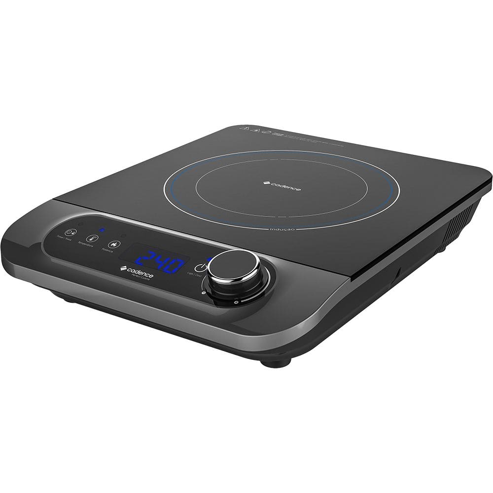 Fogão Cooktop Indução Cadence Portátil Queimador 110V Preto 1 Boca Elétrico 8 Temperaturas Potência 1250W a 2000W