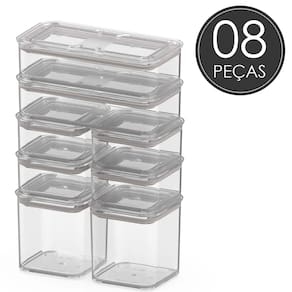 Conjunto de Potes Herméticos Coza Modo Cristal 8 Peças