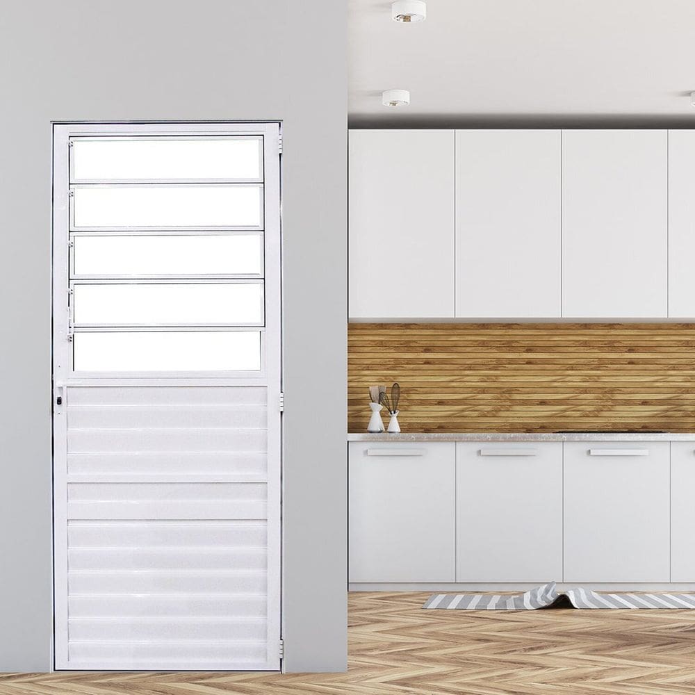 Porta de Alumínio Basculante 210x86cm Fortline Atlântica Branco