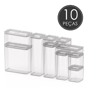 Conjunto De Potes Herméticos Coza Modo Cristal 10 Peças