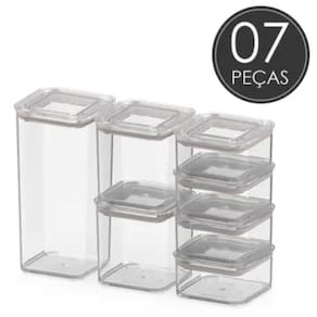 Conjunto de Potes Herméticos Coza Modo Cristal 07 Peças