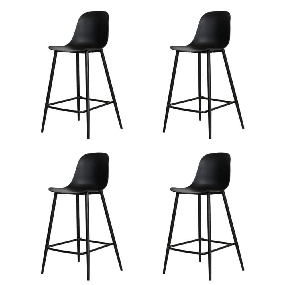 Kit 4 Banquetas Altas Miami Abi Fratini 101,50 cm (altura) Polipropileno Preto Base em Aço Pintado