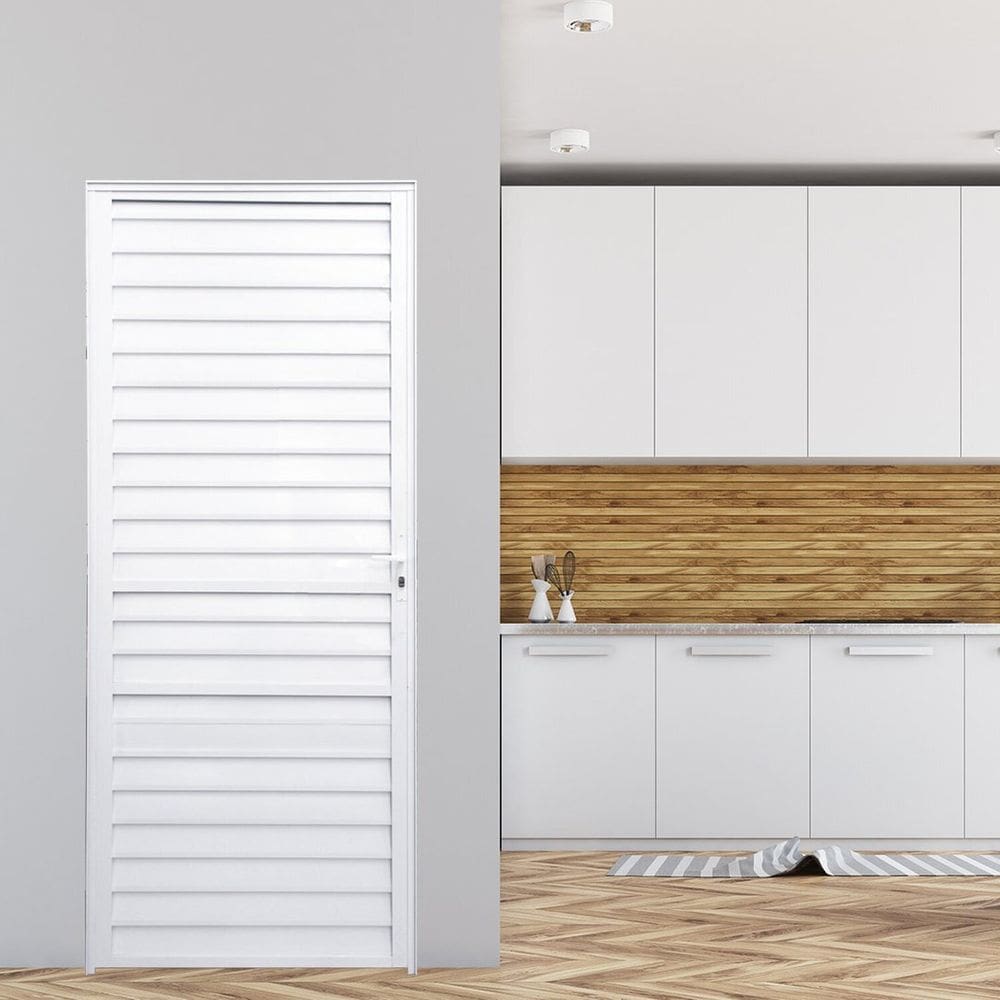Porta de Alumínio Palheta 210x86cm Fortline Atlântica Branco