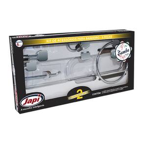 Kit de Acessorios para Banheiro Samba Quadrado 5 Pecas Cromado - Japi