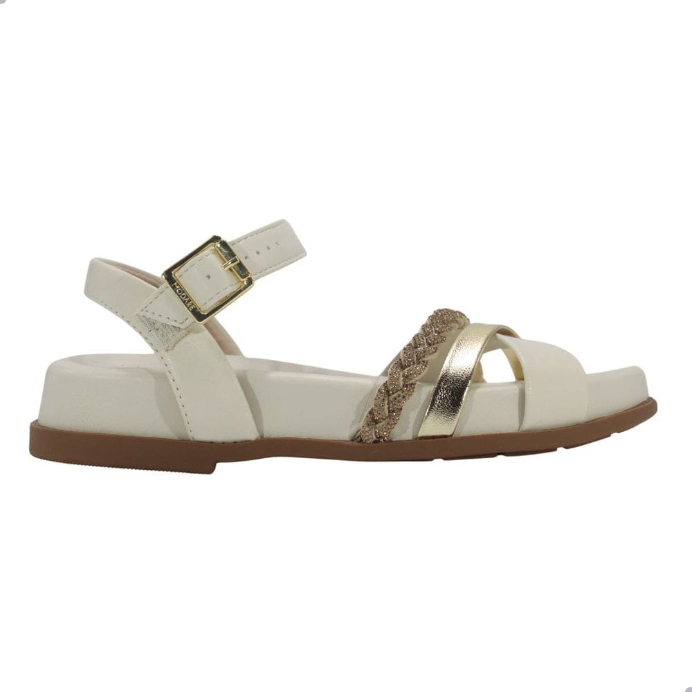 Sandália Modare Conforto Branco Off/Dourado
