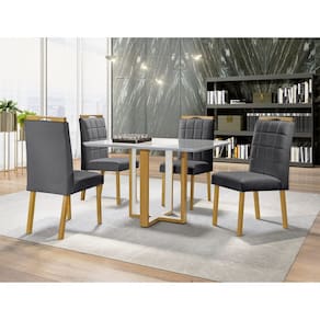 Sala de Jantar Quadrada com Vidro 4 Cadeiras 0,90x0,90m - Atlas-Madri - Art Salas