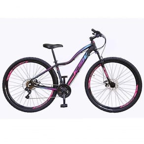 Bicicleta Aro 29 Ksw 21v Com Suspensão E Freios A Disco - Preto-rosa E Azul - 15"
