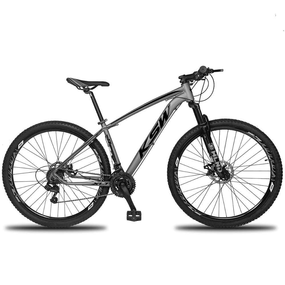 Bicicleta Aro 29 Ksw 12v Deore Freio Hidraulico Trava Guidão - Grafite-preto - 17”