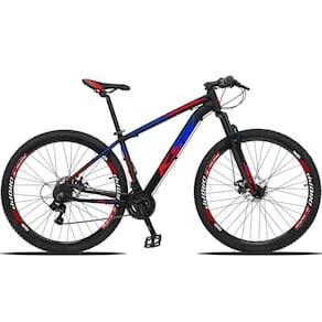 Bicicleta Aro 29 Ksw 21 Marchas Shimano Freio Hidraulico-k7 - Preto-azul E Vermelho - 15"
