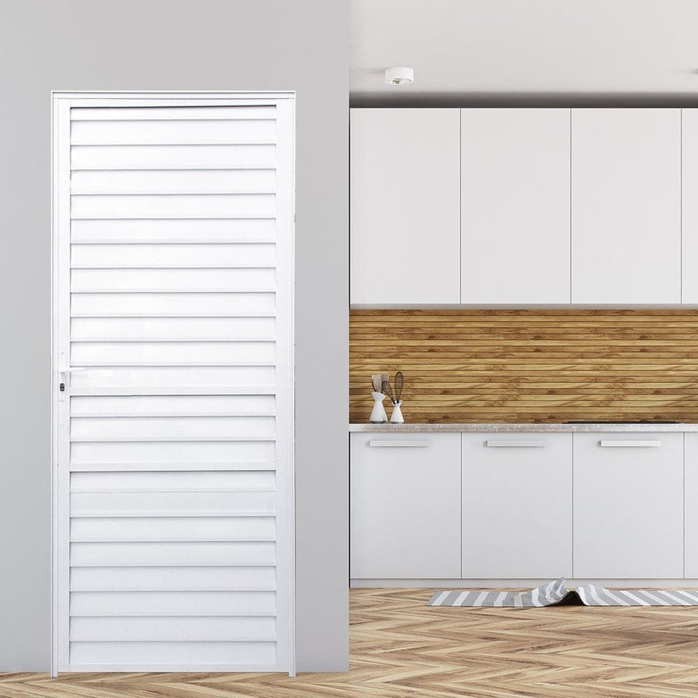Porta de Alumínio Palheta 210x86cm Fortline Atlântica Branco
