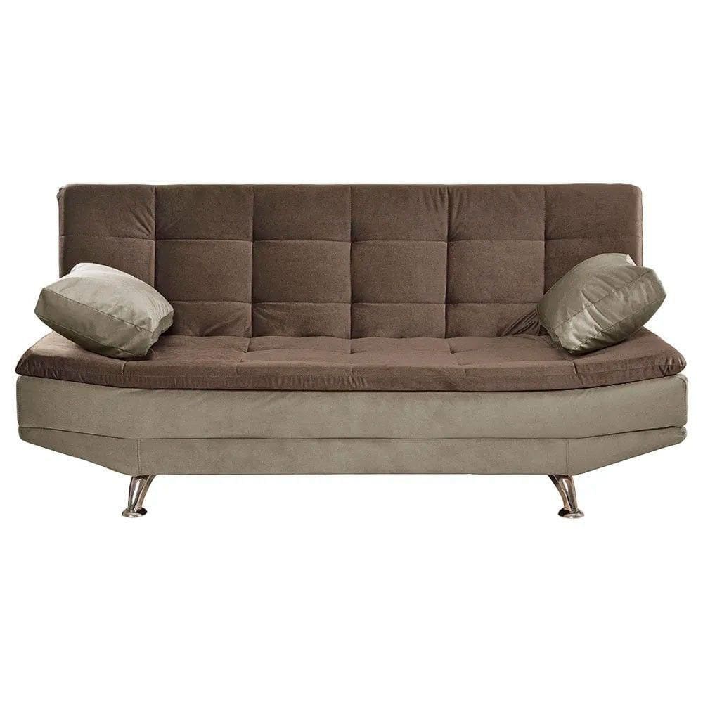 Sofá Valencia Reclinável Veludo Shop Das Cabeceiras Marrom Chocolate E Marrom Castor