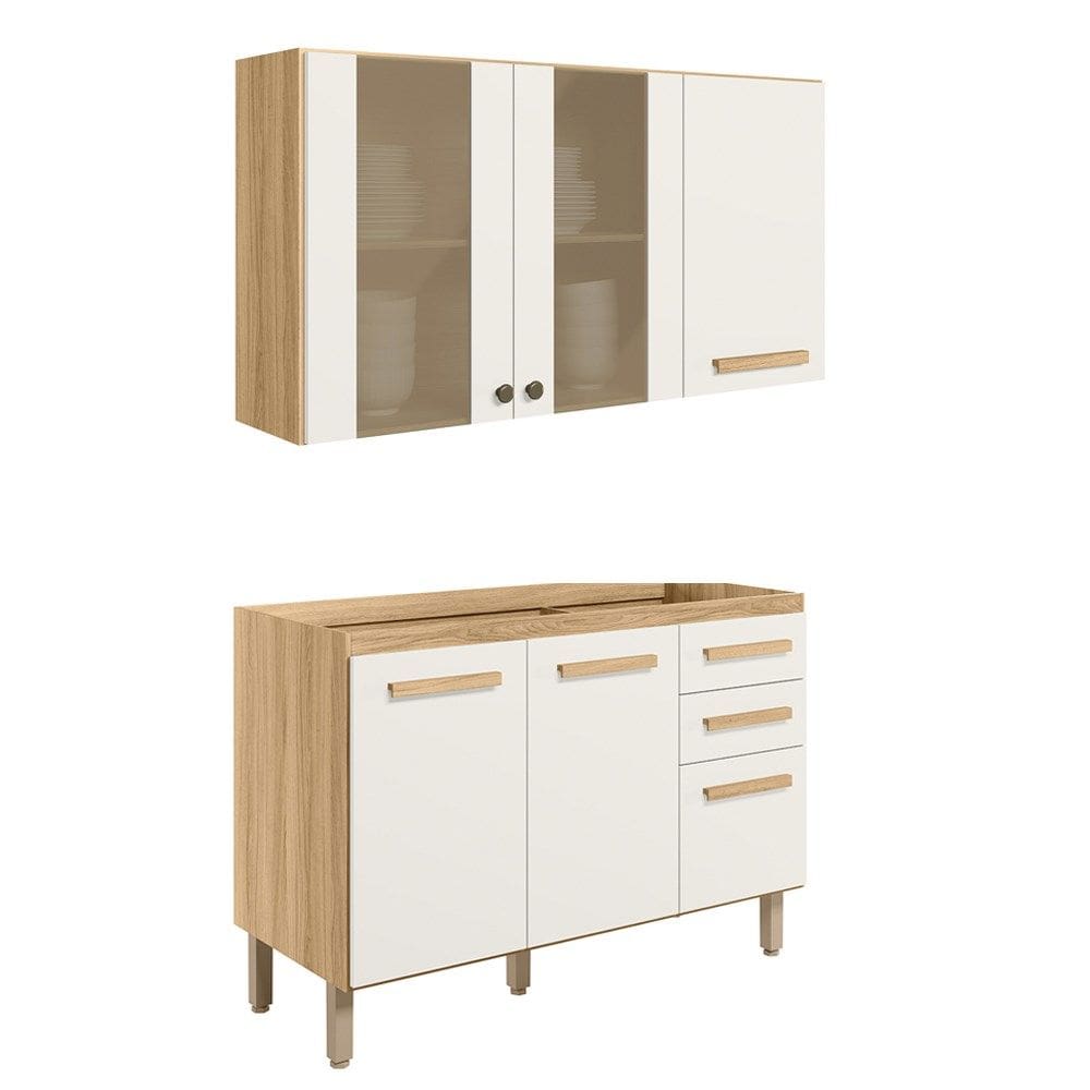 Armario Aereo E Balcao 16982x16988 Freijo Off White Cristal Nicioli