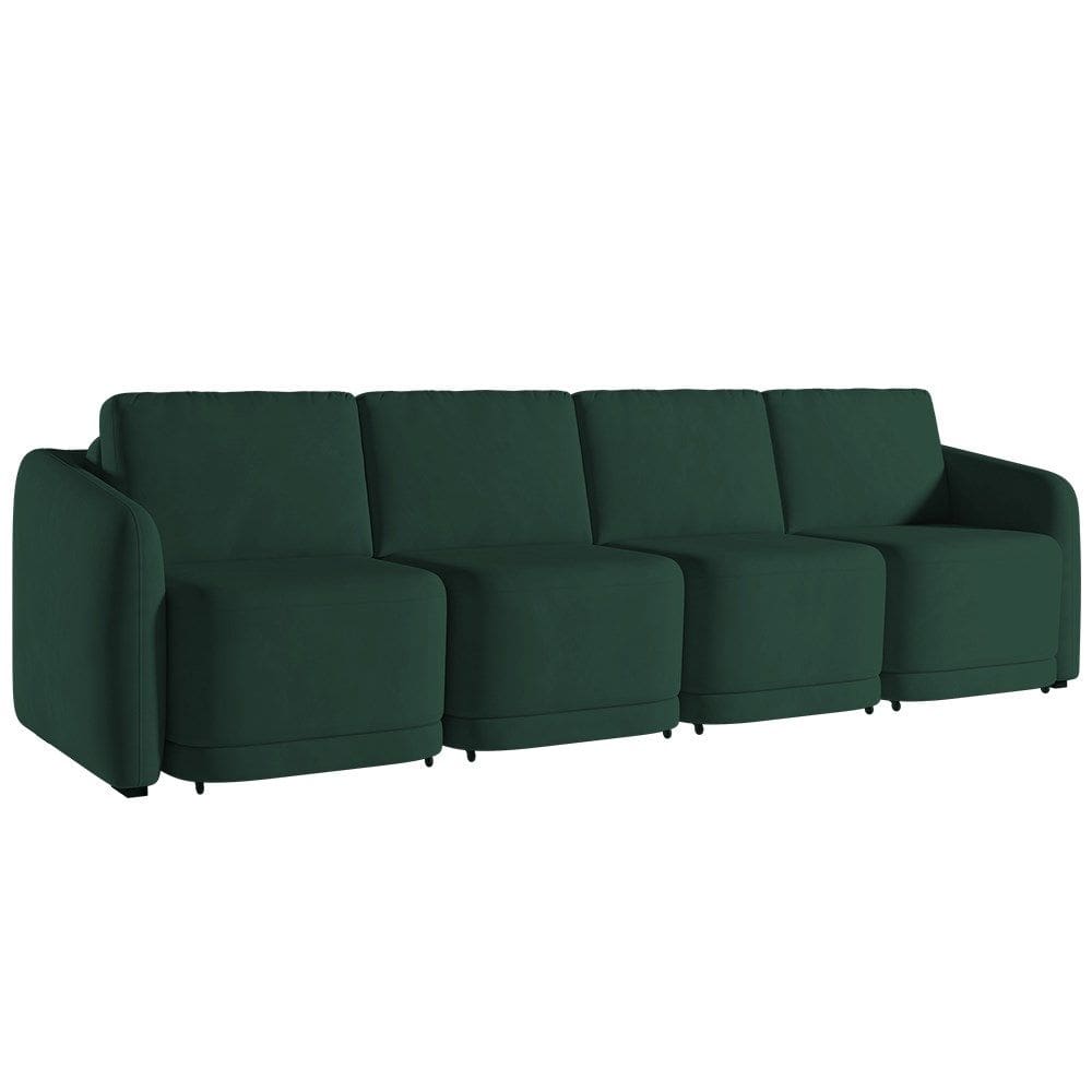 Sofá Cama Casal para Sala 316cm Polska K04 Veludo Verde - Mpozenato