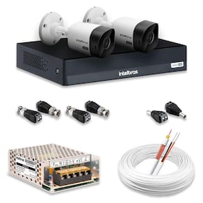 Kit 2 Câmeras De Segurança Intelbras Hd 720p Com Dvr Mhdx 1004-c Full Hd L | Completo 100% Intelbras