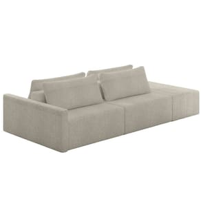 Sofá Ilha Modular com Puff para Sala Living 232cm Georgia K04 Bouclê Bege - Mpozenato