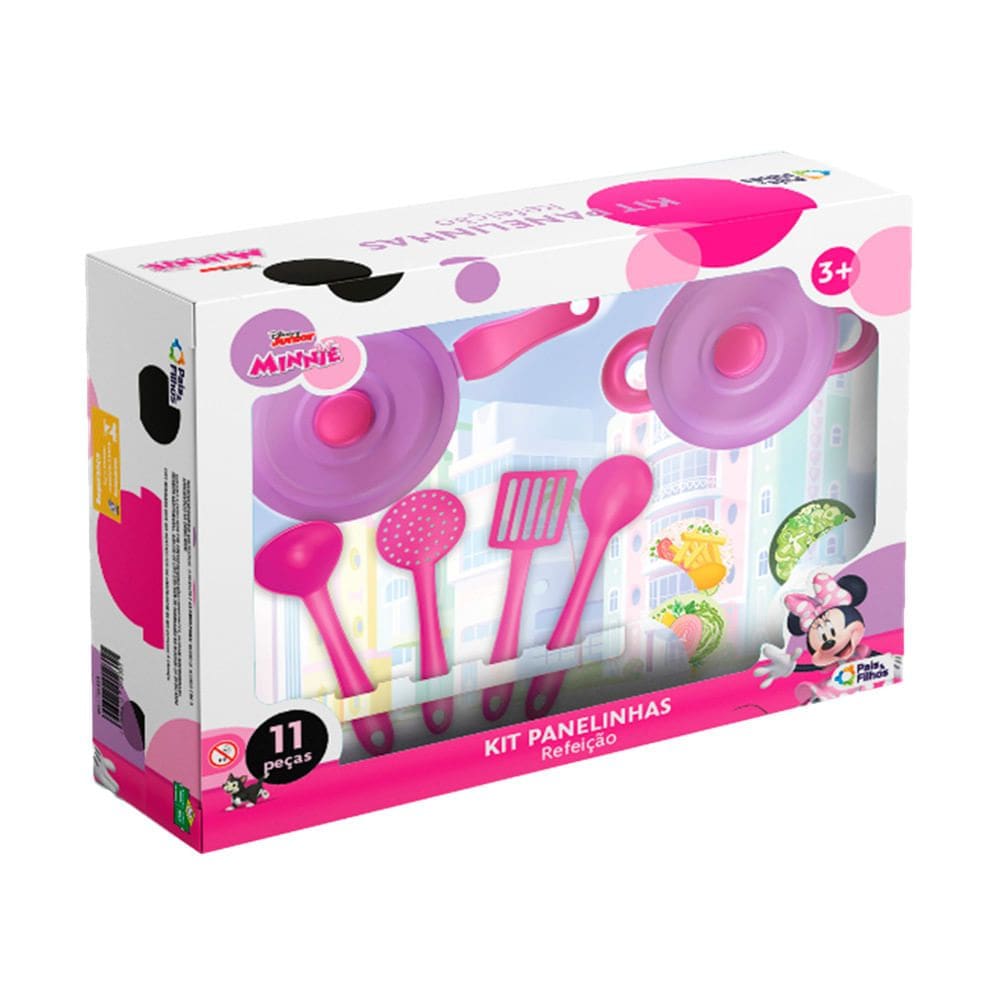 Kit de Panelinhas Refeição Minie Pais e Filhos 3+ Anos com 11 Peças