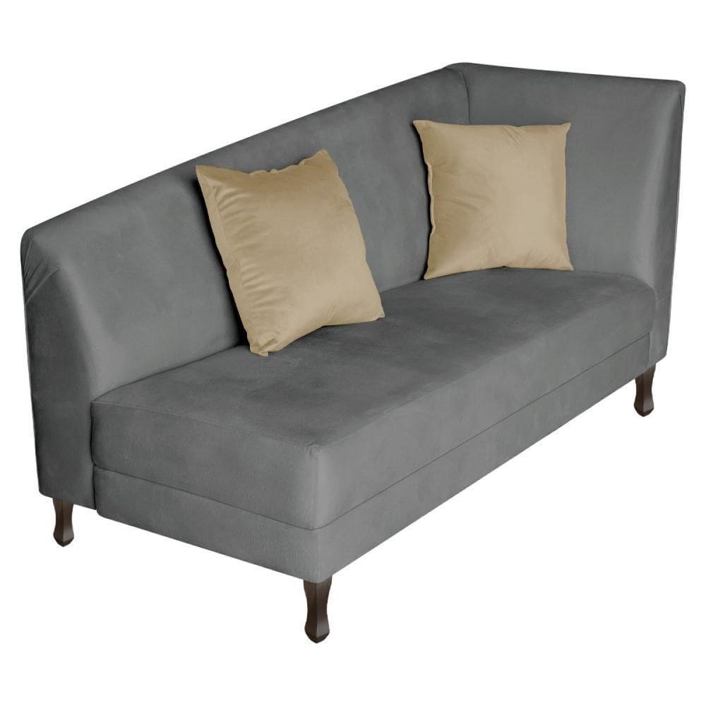 Recamier Heitor 160cm Com Almofada Lado Esquerdo Sintético Cor Cinza/bege