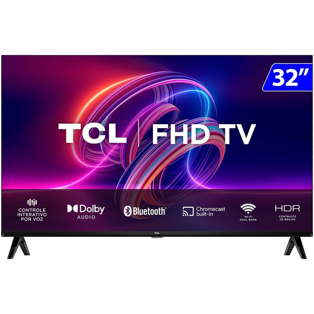 Smart TV TCL LED 32 Polegadas Full HD Wi-Fi Android TV Comando de Voz 32S5400AF