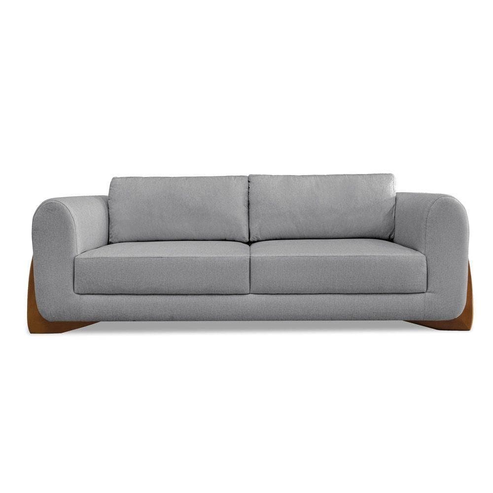 Sofá 3 Lugares Base De Madeira Clarissa 250 Cm Linho S04 - D`rossi Cor Cinza