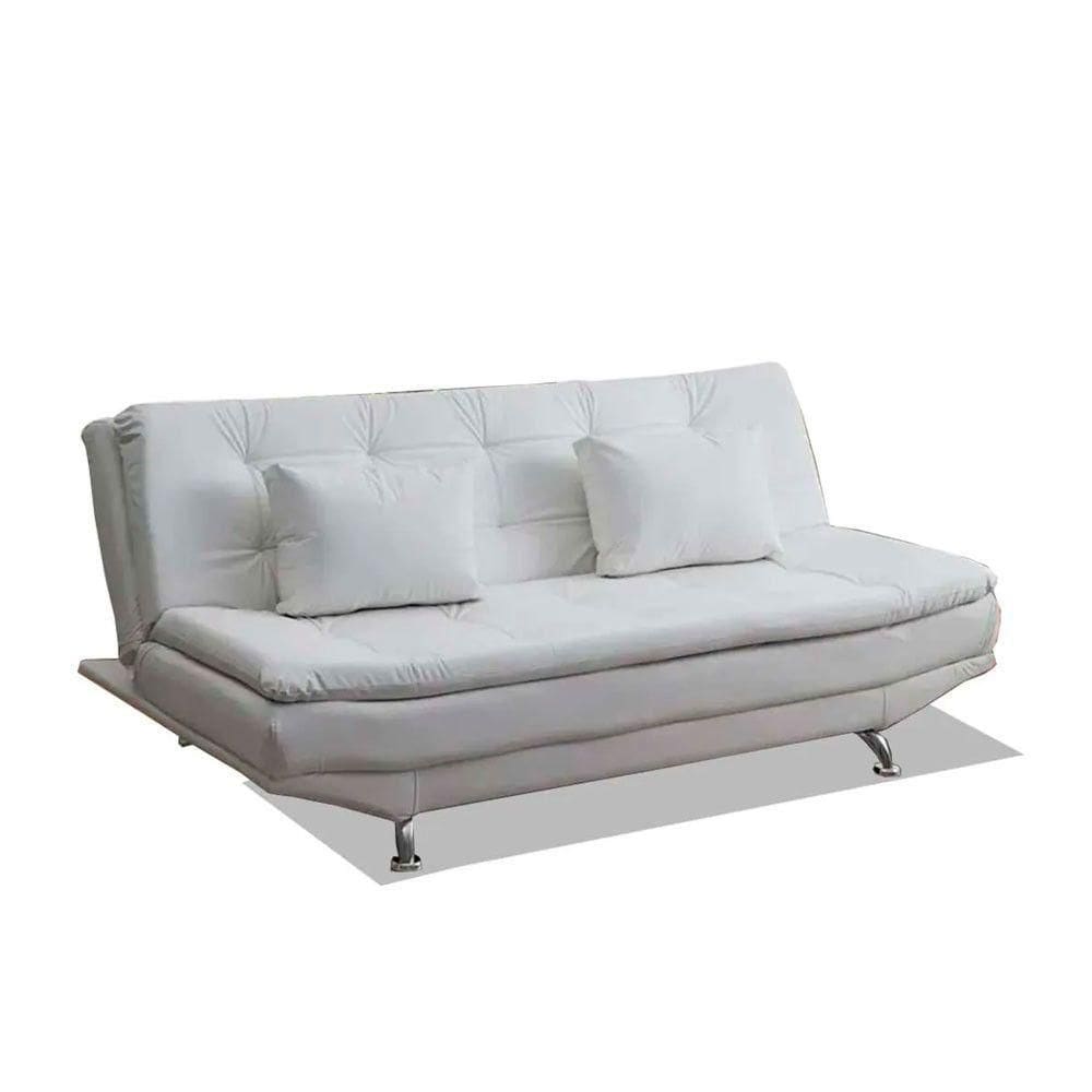 Sofá Cama Valencia 3 Lugares Reclinável Material Sintético Branco - Star Confort Branco