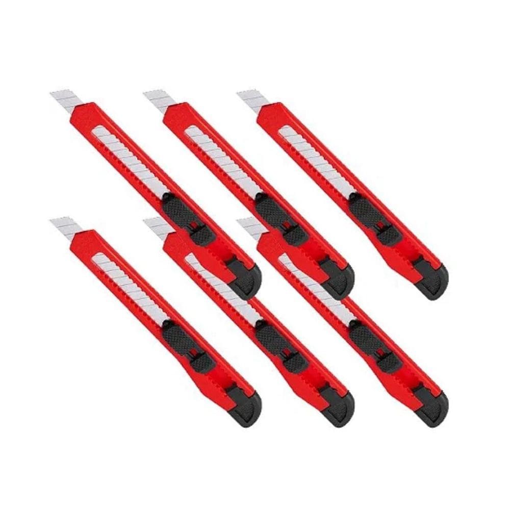 Kit 6 Estilete Com Trava Lâmina Estreita 8285 9Mm Brasfort