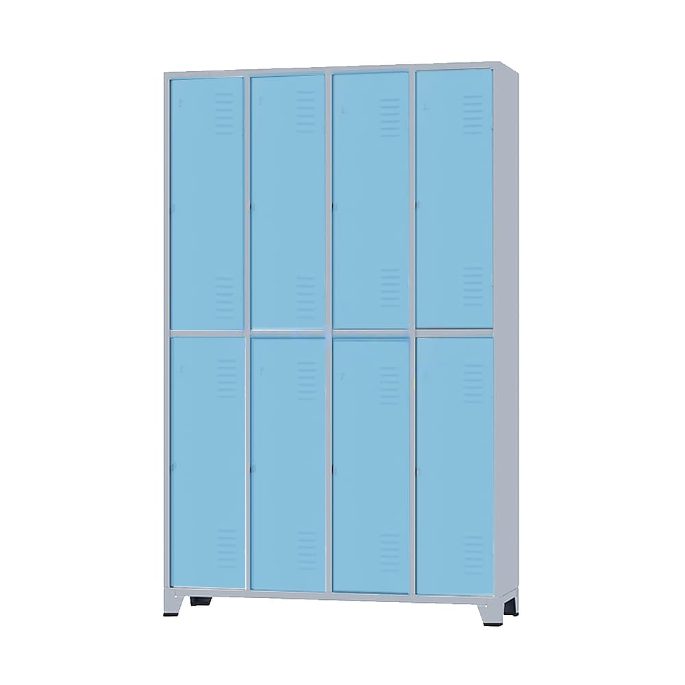Armário Roupeiro De Aço Para Vestiário 8 Portas Locker Azul Claro com Chave