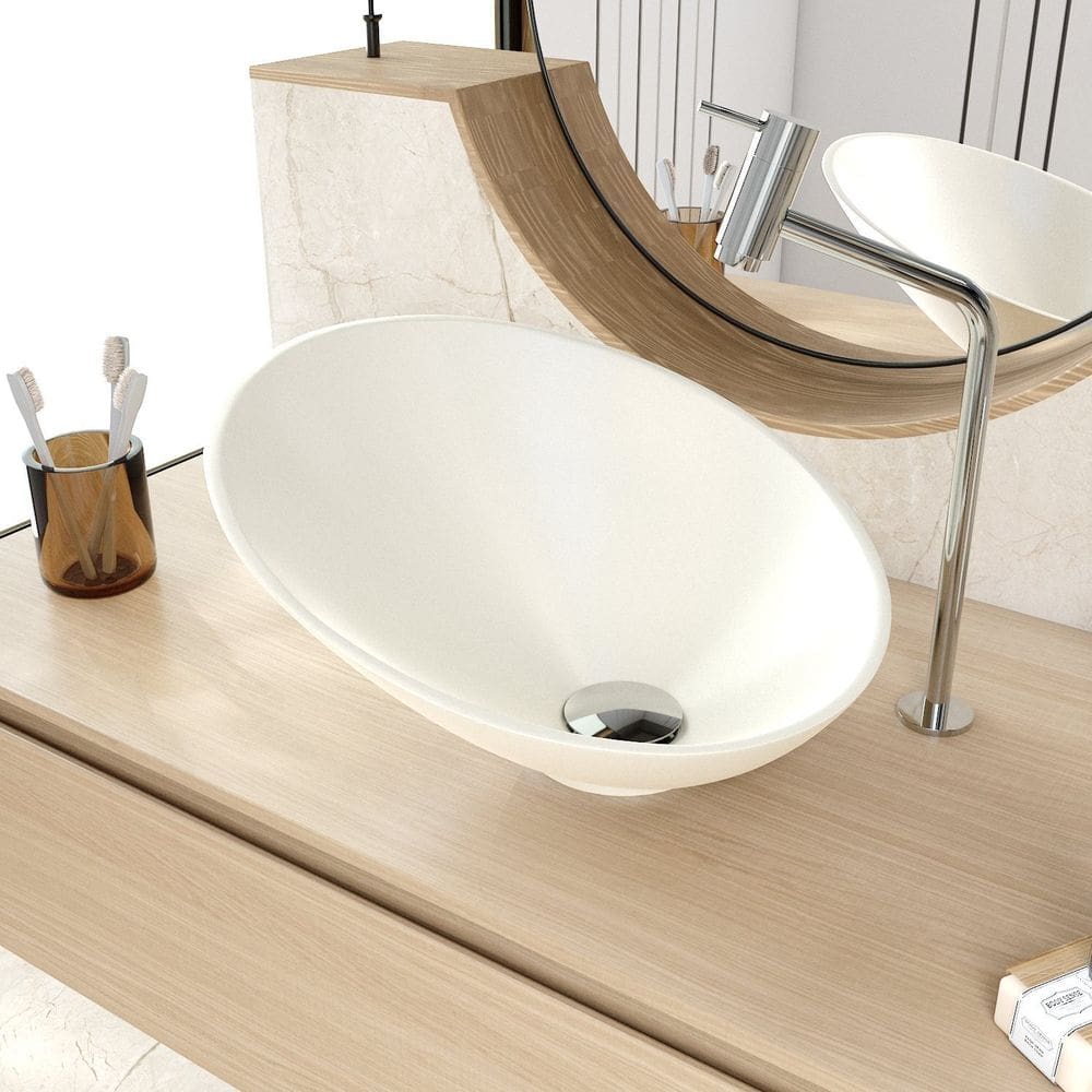 Cuba de Apoio Meia Lua Bm38 38,5x38,5cm Lapimat Bege Matte Fosca