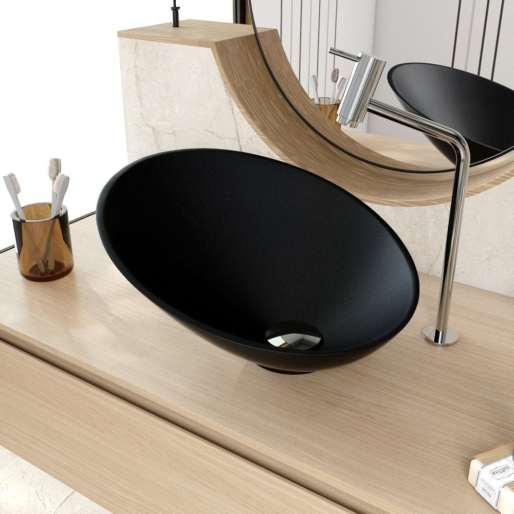 Cuba de Apoio Meia Lua Bm38 38,5x38,5cm Lapimat Preto Matte Fosca