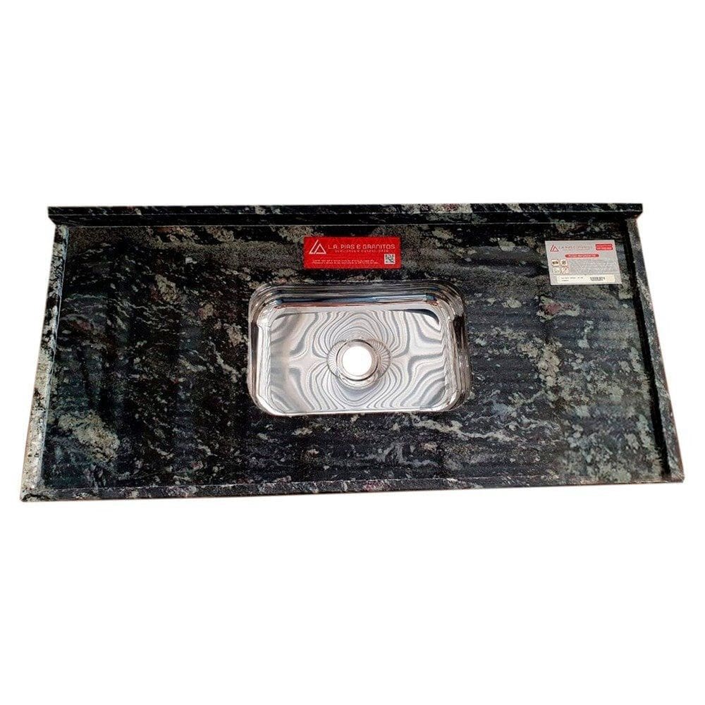 Pia de Cozinha Granito 180cm Indiano Plus Cuba Simples Preto Indiano