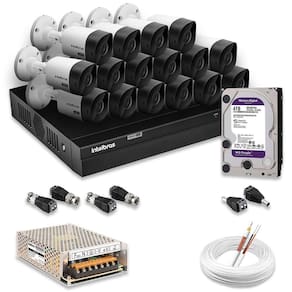 Kit 16 Câmeras De Segurança Intelbras Full Hd 1080p Com Dvr Mhdx 1216 1080p Com Hd 4tb Purple