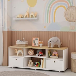 Organizador para Quarto Infantil com 2 Gavetas Montagem Simplificada sem Uso de Ferramentas Branco/Savana