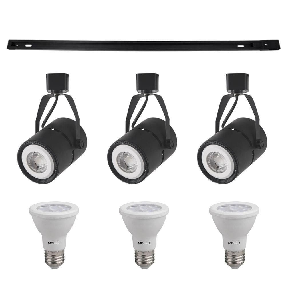 Kit Trilho 1m + 3 Spots Classic Preto + 3 Lâmpadas Par20 9w - Nordecor 6000k (branco Frio)